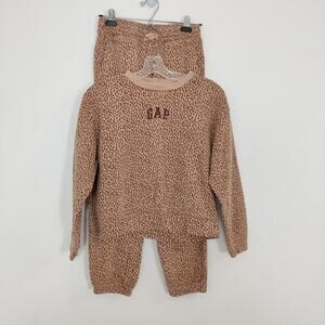 GAP Kids Leopard Print Fleece Lounge Set – Sweatshirt & Joggers Size Youth XXL